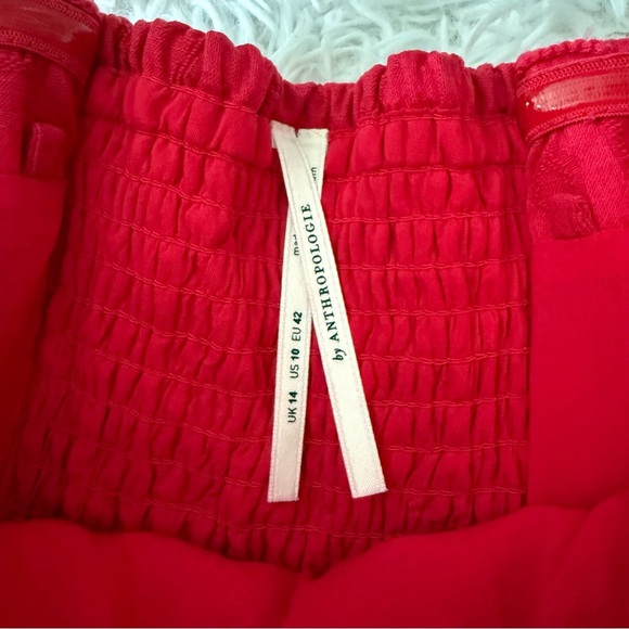 Anthropologie Pink Brocade Sweetheart Strapless A-line Midi Dress Size 10 - Picture 9 of 10